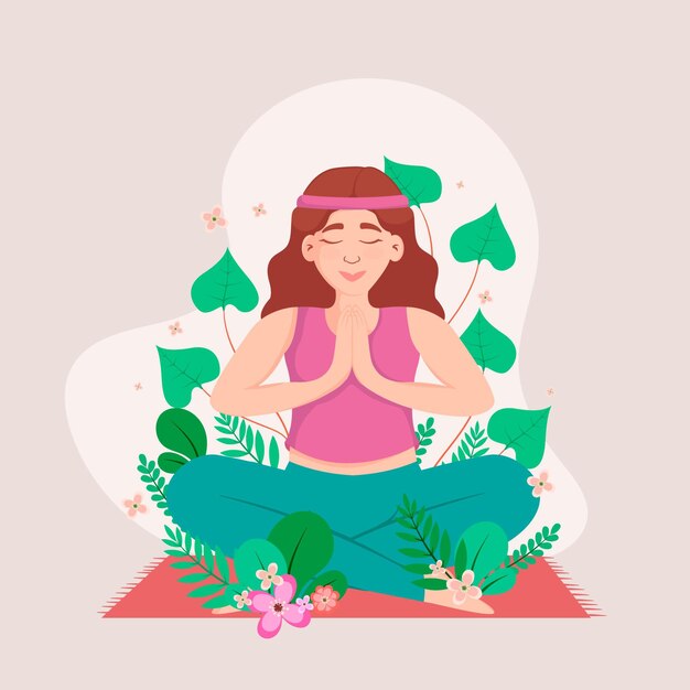 Free vector organic flat people meditating illustration