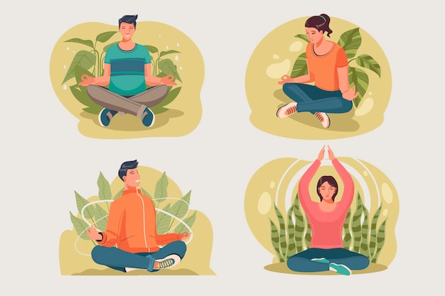 Free vector organic flat people meditating illustration