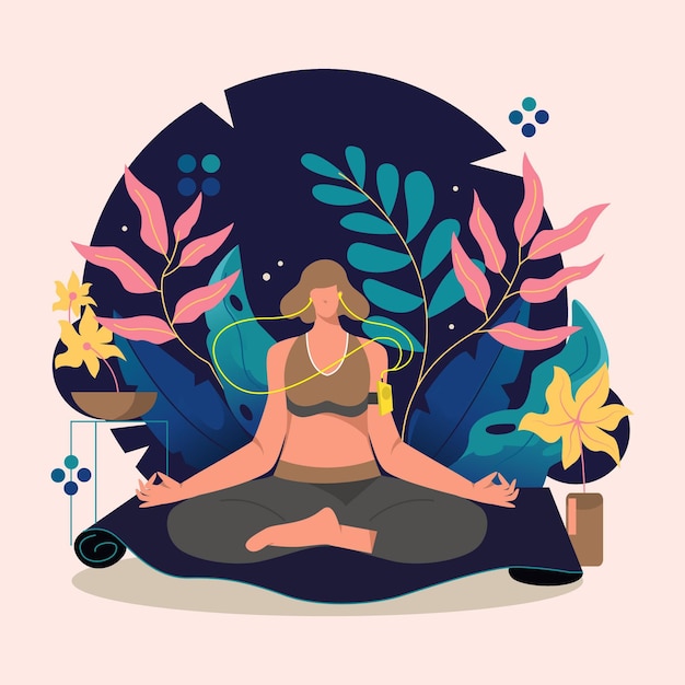 organic flat people meditating illustration