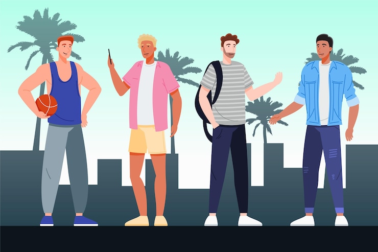 Free Vector organic flat people with summer clothes pack