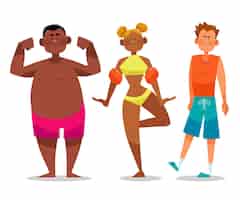 Free vector organic flat people with summer clothes pack