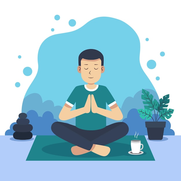Free vector organic flat person meditating in lotus position