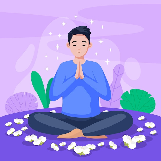 Free vector organic flat person meditating in lotus position