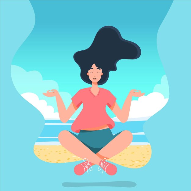 Organic flat person meditating peacefully