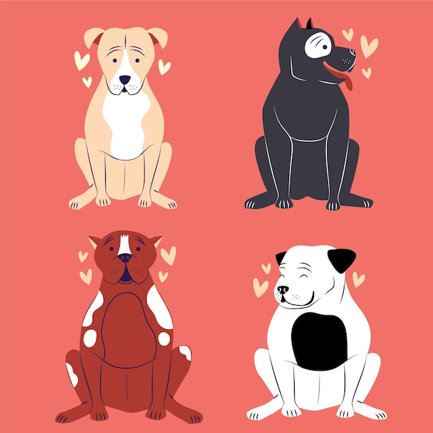 Free vector organic flat pitbull illustrated collection