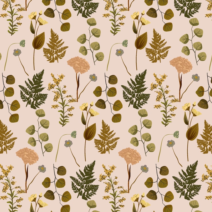 Free Vector organic flat pressed flowers pattern