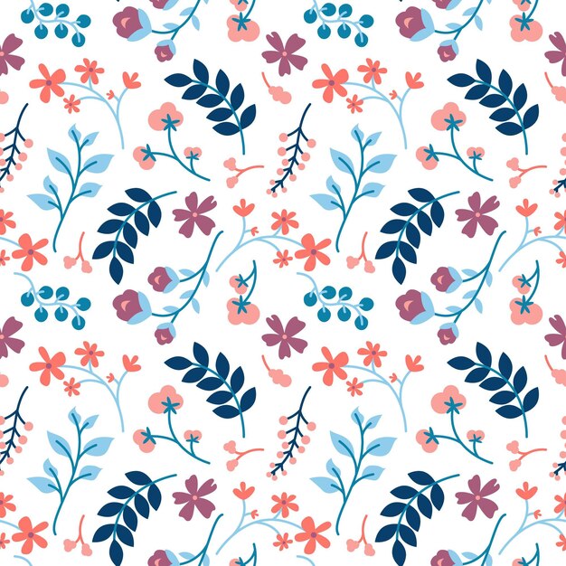 Organic flat pressed flowers pattern