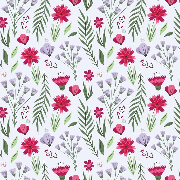 Organic flat pressed flowers pattern