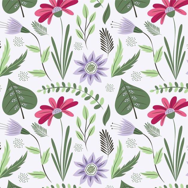 Organic flat pressed flowers pattern