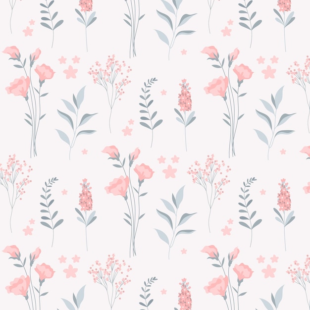 Free vector organic flat pressed flowers pattern