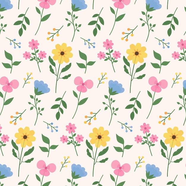 Free vector organic flat pressed flowers pattern