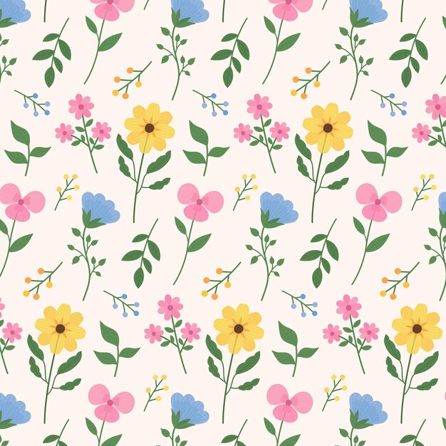 Organic flat pressed flowers pattern