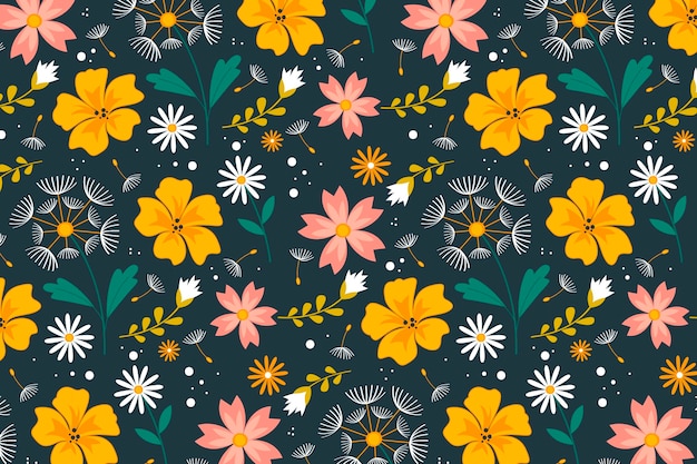 Organic flat pressed flowers pattern