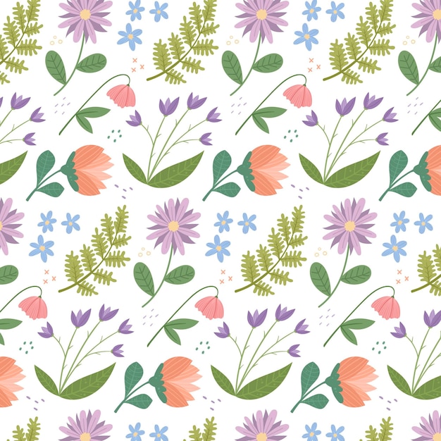 Free vector organic flat pressed flowers pattern