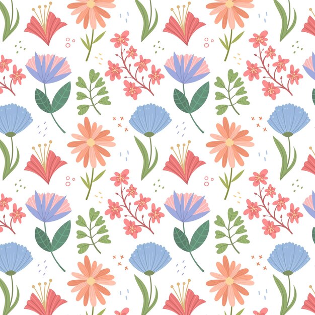 Organic flat pressed flowers pattern