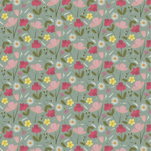 Organic flat pressed flowers pattern