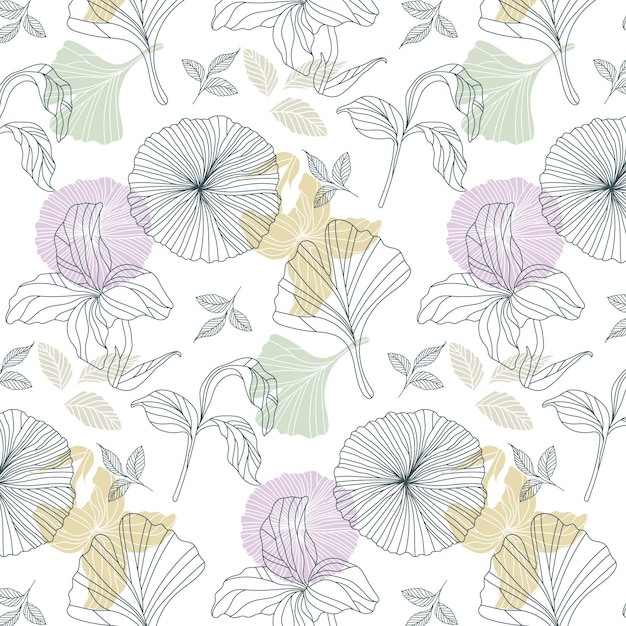 Organic flat pressed flowers pattern