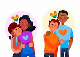 Free vector organic flat pride day couple collection