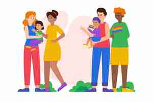 Free vector organic flat pride day family collection