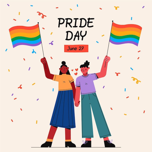 Free vector organic flat pride day illustration