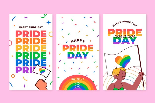 Free Vector Organic Flat Pride Day Instagram Stories Collection Free Vector Organic Flat Pride Day Instagram Stories Collection