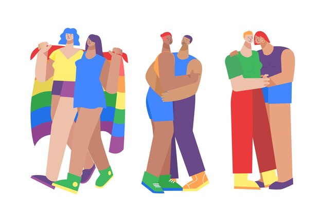 Free vector organic flat pride day people collection