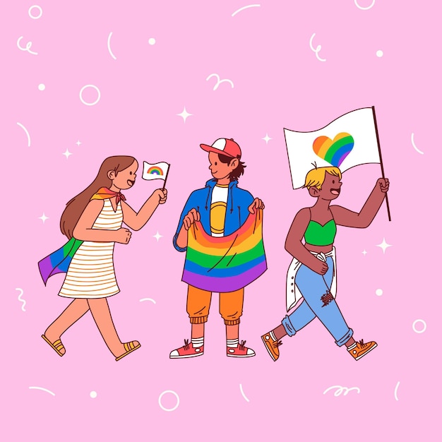 Free Vector organic flat pride day people collection