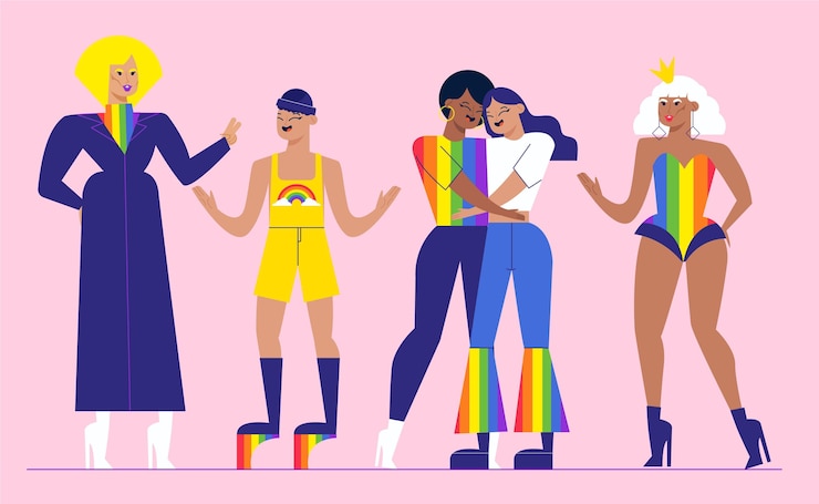 Free Vector organic flat pride day people collection