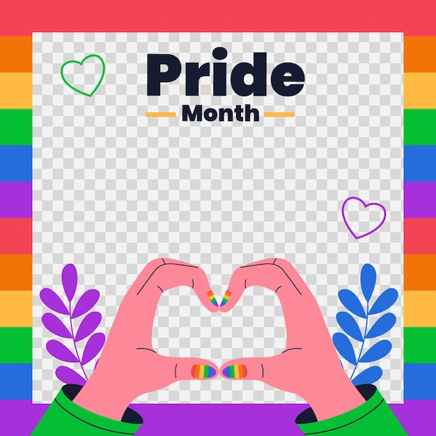 Organic flat pride day social media frame template