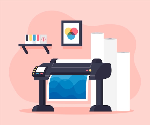 Organic flat printing industry illustration