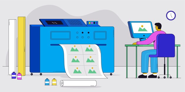 organic flat printing industry illustration