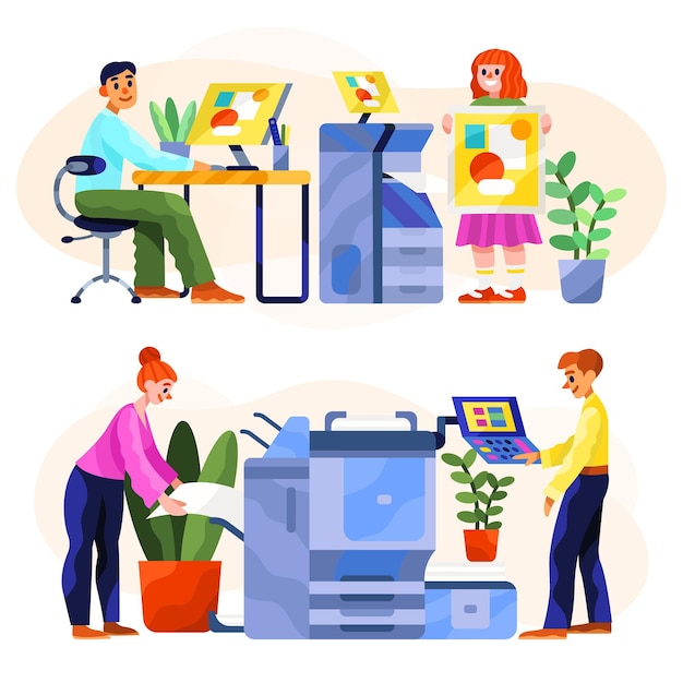 Free vector organic flat printing industry illustration