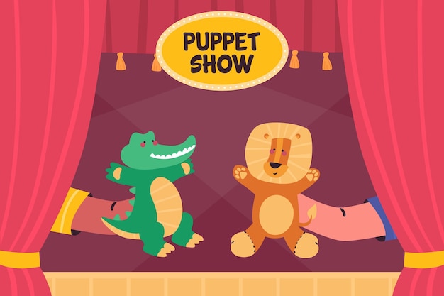 Free vector organic flat puppet show background illustrated