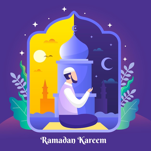 Illustrazione di ramadan piatto organico