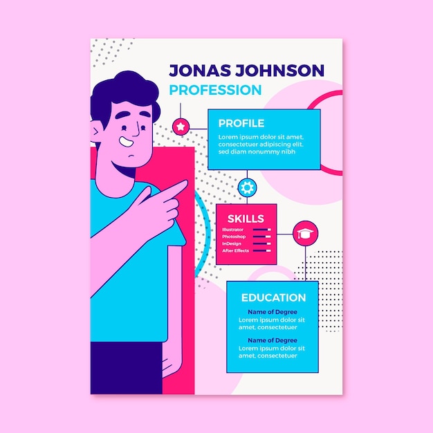 Organic flat resume illustrated