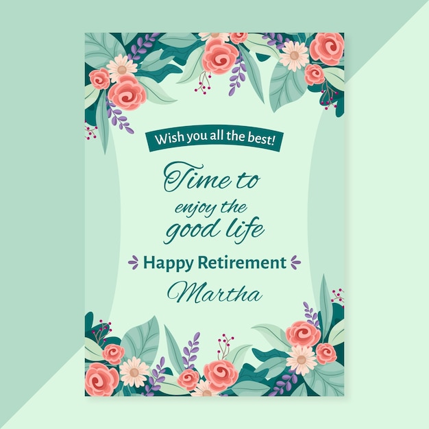 Free vector organic flat retirement greeting card template illustrated