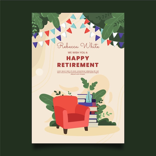 Organic flat retirement greeting card template illustrated