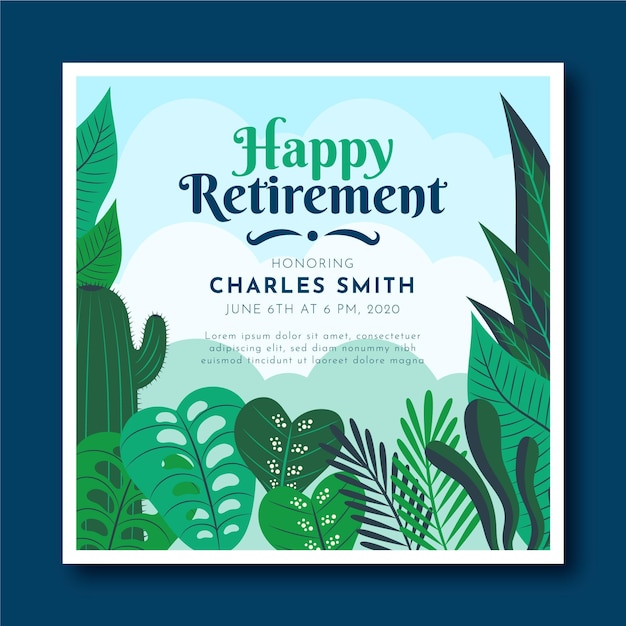 Free vector organic flat retirement greeting card template