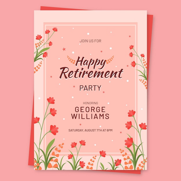 Free vector organic flat retirement greeting card template