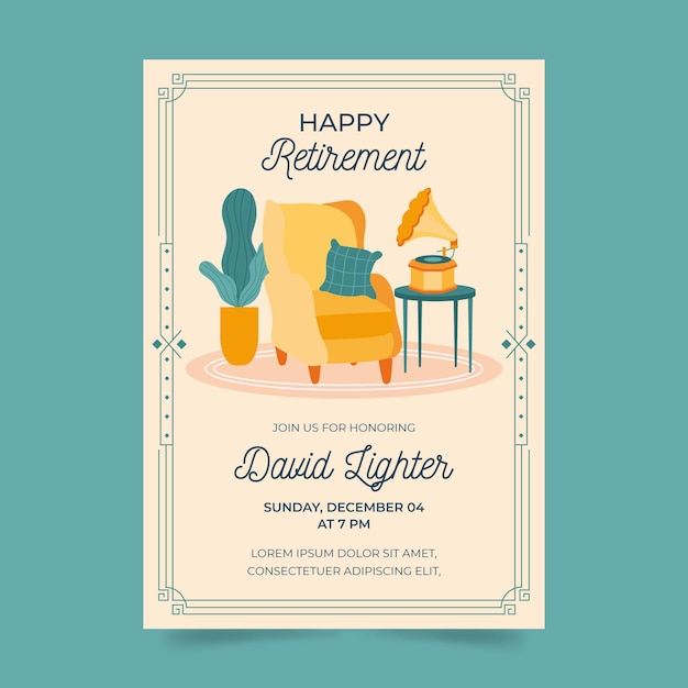 Free vector organic flat retirement greeting card template