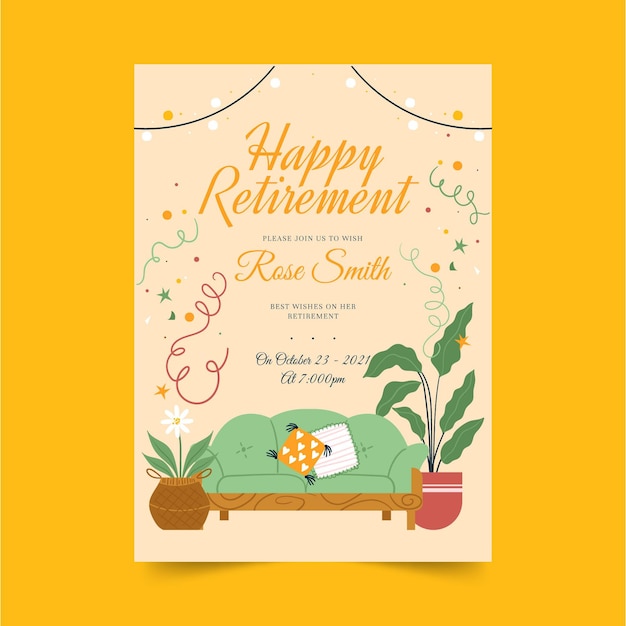 Free vector organic flat retirement greeting card template