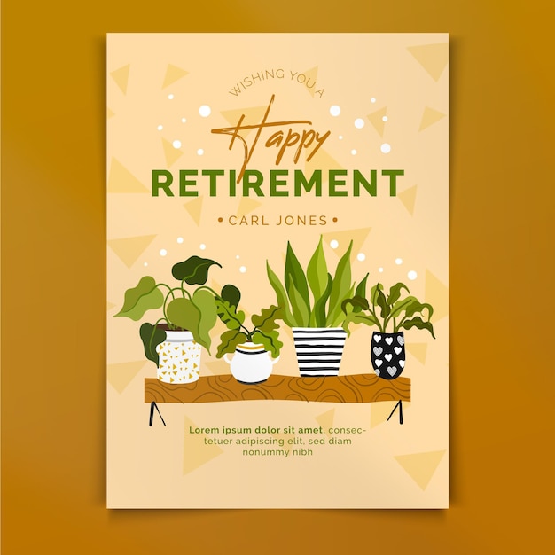 Organic flat retirement greeting card template