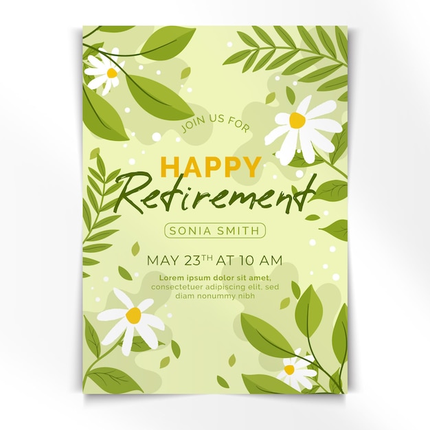 Free vector organic flat retirement greeting card template