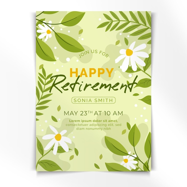 Organic flat retirement greeting card template