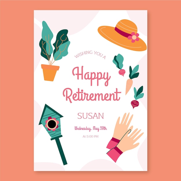 Free vector organic flat retirement greeting card