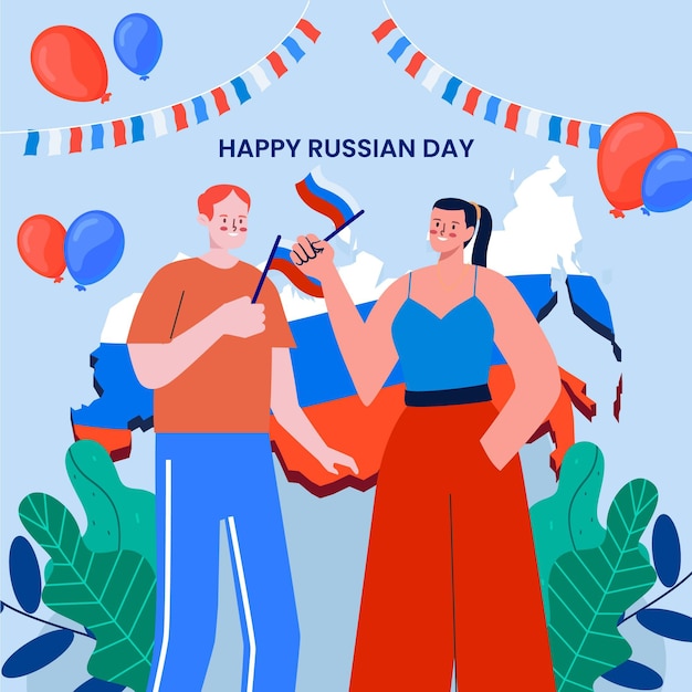 Organic flat russia day illustration