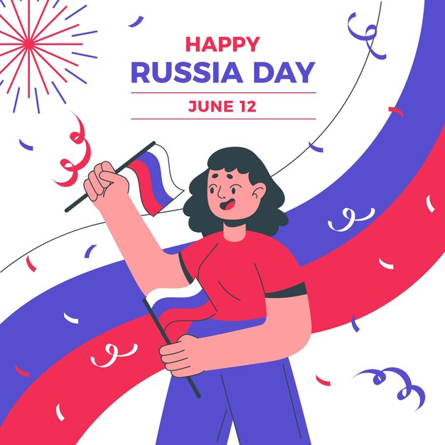 Органическая плоская иллюстрация дня россии