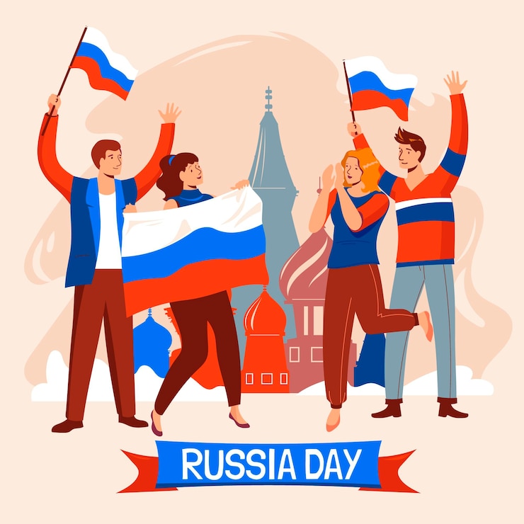 Бесплатный Вектор органическая плоская иллюстрация дня россии