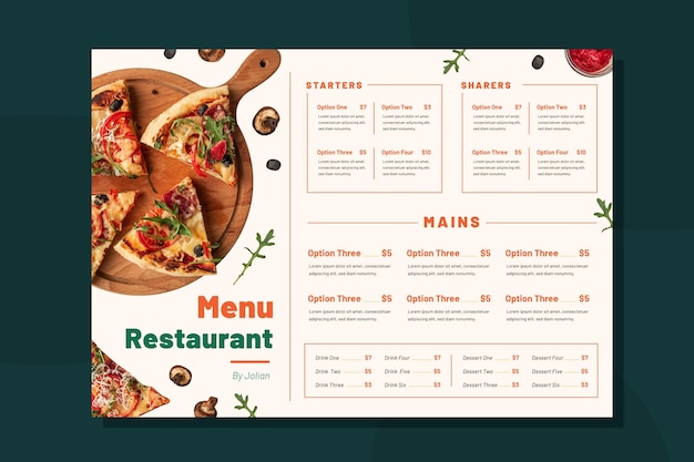 Free vector organic flat rustic restaurant menu template