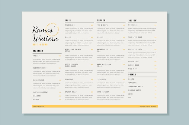 Organic flat rustic restaurant vertical menu template